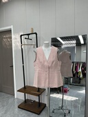 高品质时尚 粉色一粒扣呢料马甲上衣百搭甜美通勤款