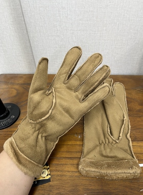 复古卡其色加绒手套秋冬款保暖舒适防风抗寒百搭古着