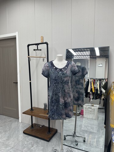 高品质针织短袖连衣裙高级烫钻设计复古古着百搭款