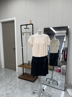 气质通勤款 百搭连衣裙短袖 夏季 甜美肉粉色拼接款