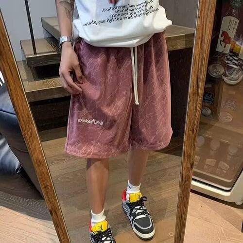 薄款短裤男生夏季2026外穿美式潮牌宽松运动休闲五分裤子男士