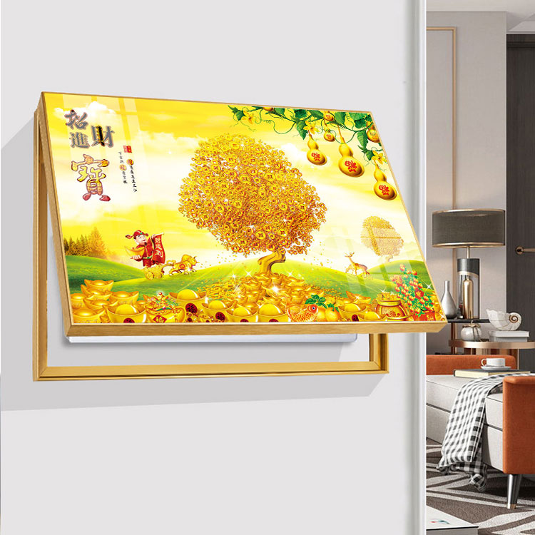 免打孔发财树电表箱装饰画配新中式电闸盖板箱子挂画餐厅走廊壁画图片