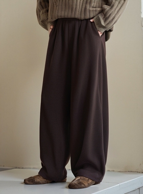 秋冬新款羊毛醋酸阔腿裤垂坠顺滑可机洗微胖宽松显瘦加厚保暖长裤