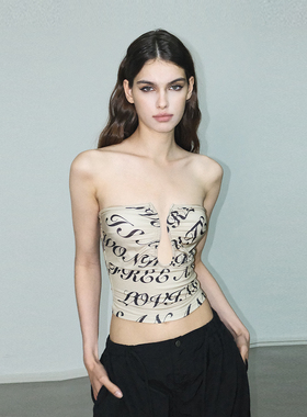 AE30 Saint 字母全印抹胸 异形金属镂空上衣