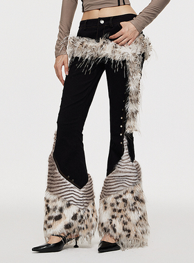 AE30 Saint 修身弹力长裤 重工拼毛显瘦喇叭裤 2024AW