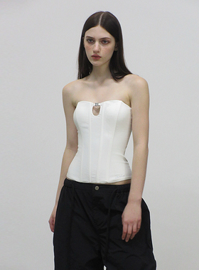 AE30 Saint 鱼骨胸垫一体抹胸 镂空金属扣绑带拉链束腰 2025SS