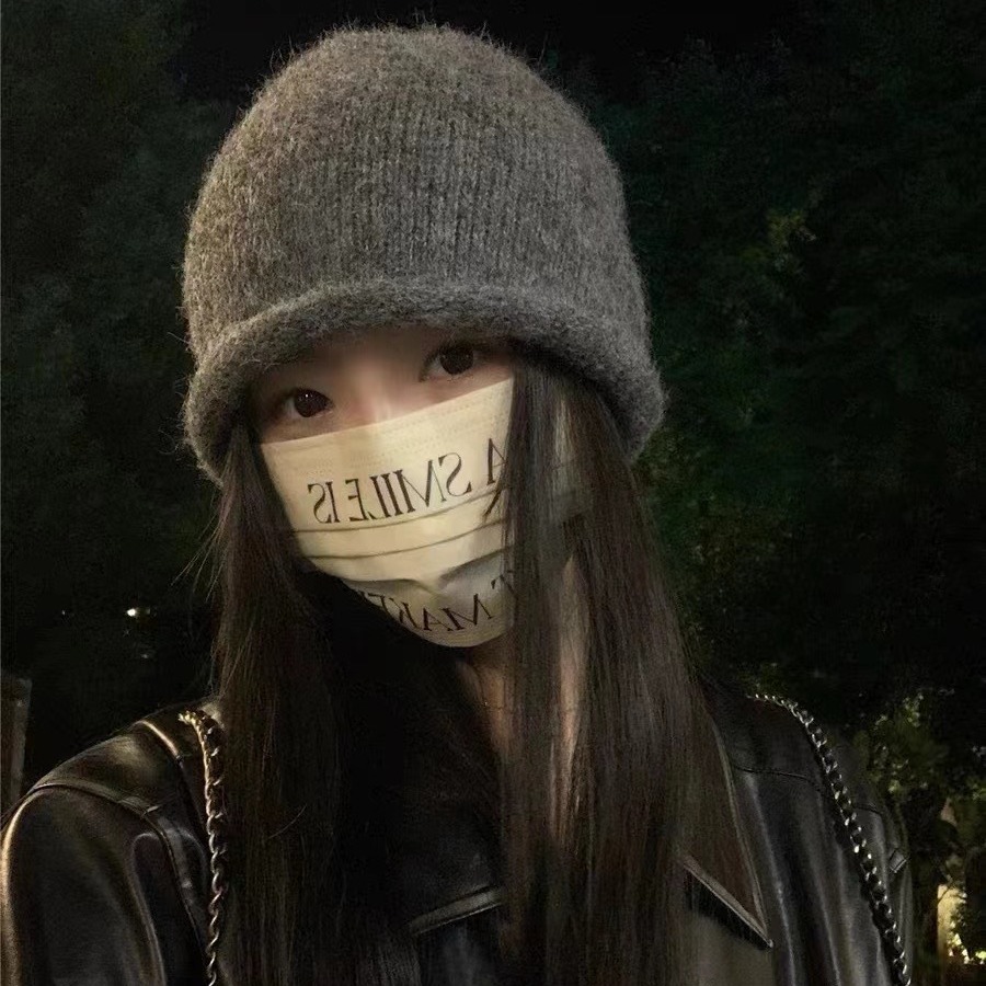 含羊毛混纺针织帽子女冬季日系百搭毛线帽大头围堆堆帽显脸小冷帽