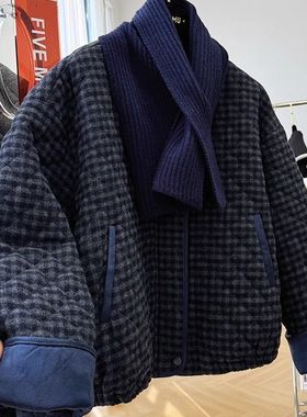 韩系感夹棉菱格短款棉服女冬季新款宽松显瘦短款夹克外套