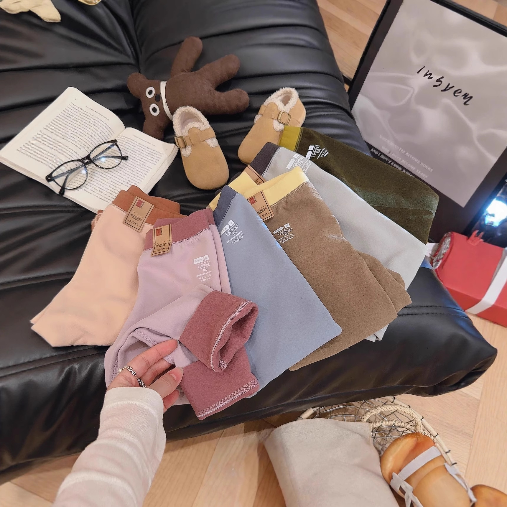 儿童校服神器女童内搭打底裤男童无骨加厚羊毛蚕丝保暖裤宝宝秋裤