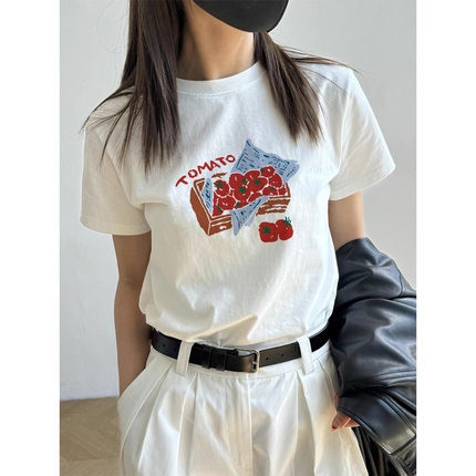 重磅纯棉大码短袖女夏季宽松显瘦T恤韩系勤正肩圆领休闲打底上衣