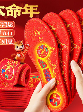 2026马年本命年鞋垫红色男女透气吸汗防臭十字绣刺绣成品新款纯棉