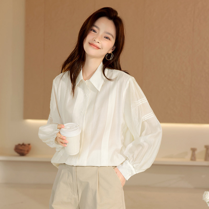 欧货高端大牌2026春秋新款天丝衬衫女宽松休闲薄款衬衣polo上衣潮