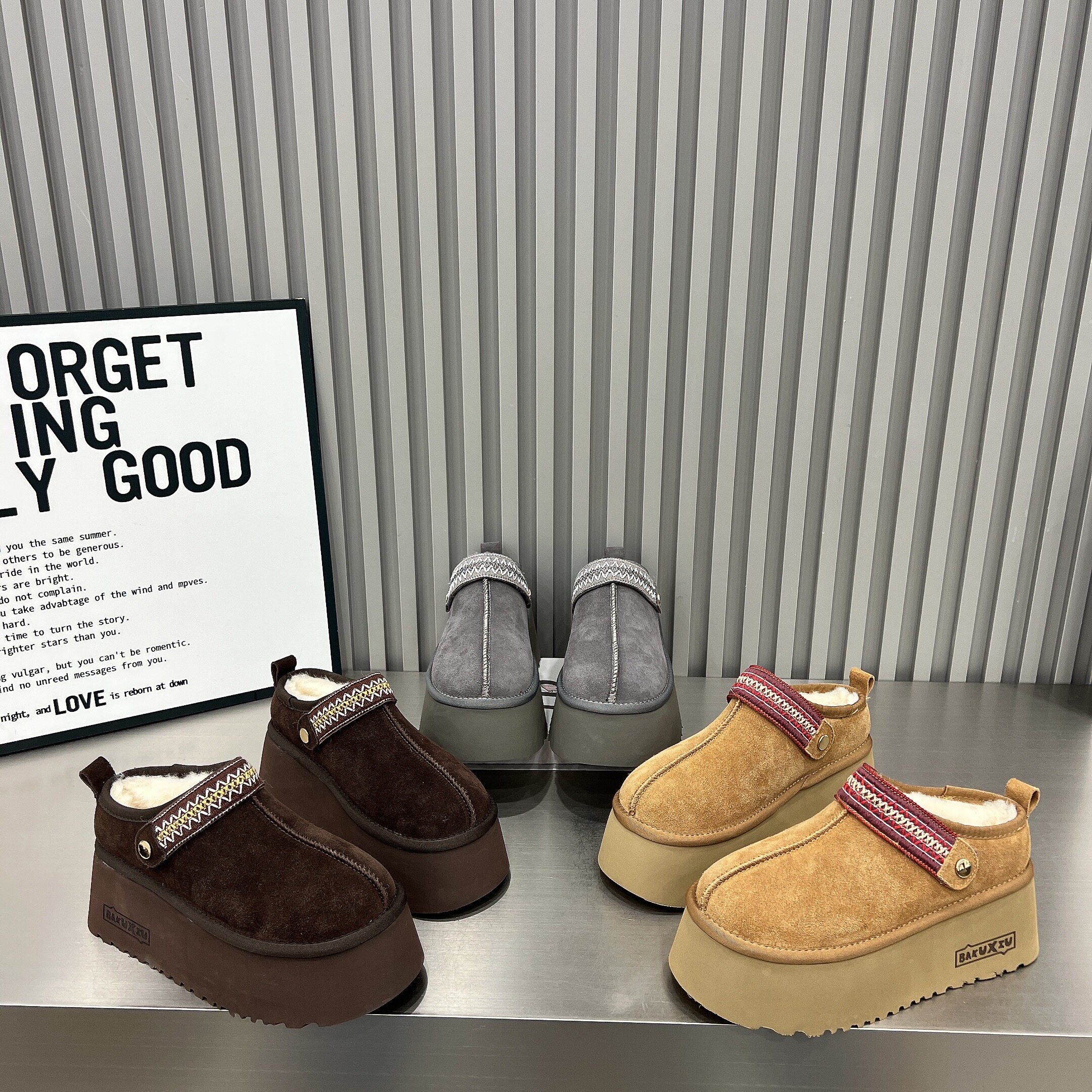 磨砂皮民族风厚底雪地靴女2025新款羊毛两穿6cm厚底毛毛鞋棉拖鞋,女鞋,松糕（摇摇）鞋,淘宝优惠券,粉丝福利购,淘宝优惠卷