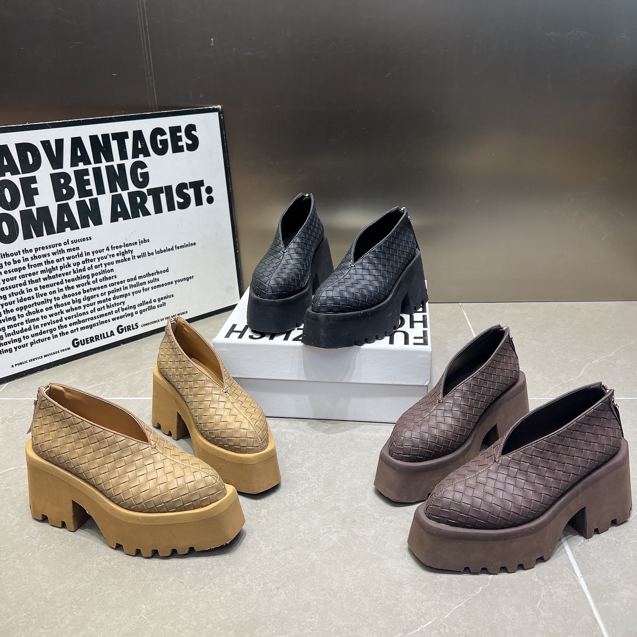 欧货编织皮厚底松糕单鞋女2026新款小个子8cm增高休闲鞋乐福鞋女,女鞋,松糕（摇摇）鞋,淘宝优惠券,粉丝福利购,淘宝优惠卷