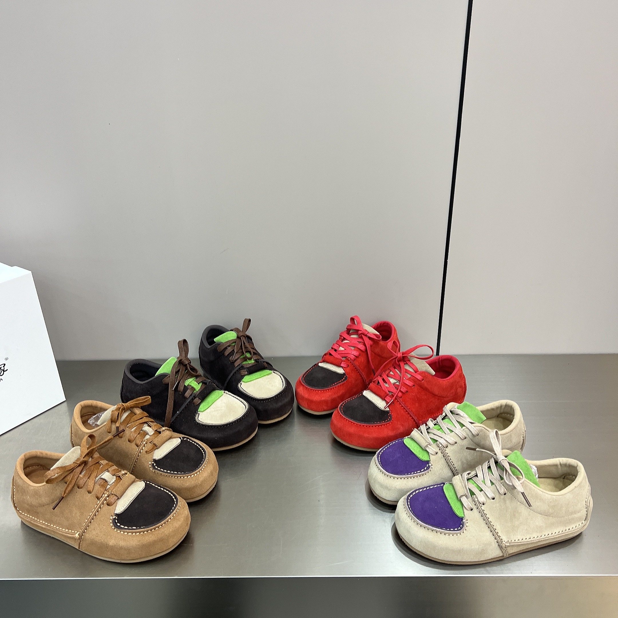 2026新款磨砂真皮休闲鞋女复古拼色圆头平底系带单鞋阿甘鞋德训鞋,女鞋,德训鞋,淘宝优惠券,粉丝福利购,淘宝优惠卷