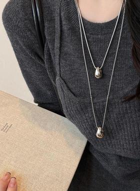极简风水滴吊坠项链女秋冬长款