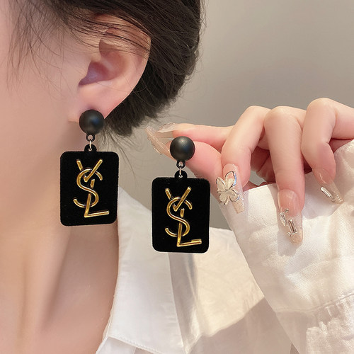 复古港风银针耳环女2024新款