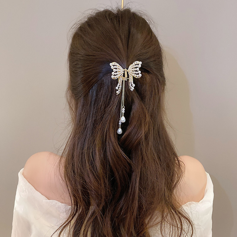 新中式珍珠流苏蝴蝶抓夹女后脑勺半扎发发夹古风汉服高级感发卡,饰品/流行首饰/时尚饰品新,发饰,淘宝优惠券,粉丝福利购,淘宝优惠卷