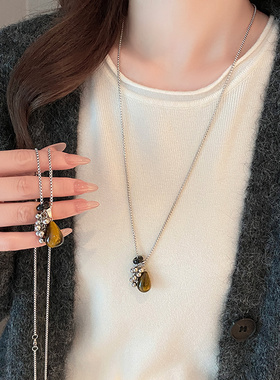 虎眼石葡萄串珠项链女2025新款