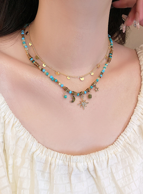 星月神话绿色串珠项链女