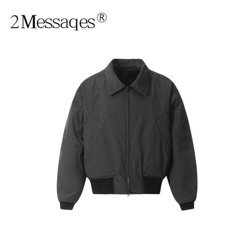 2Messages美式复古翻领飞行员棉服男夹克宽松短cleanfit保暖外套