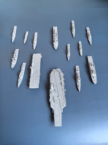 白模版航母军舰摆件055驱逐舰052D模型成品电脑屏幕054B鱼缸微景