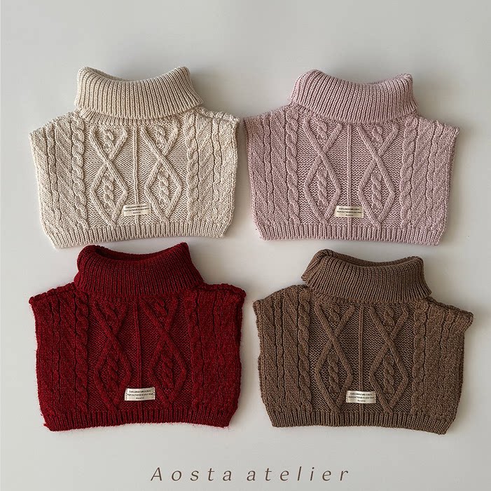 韩国进口婴幼童装时髦洋气针织高领披肩秋冬防风假领围脖AOSTA