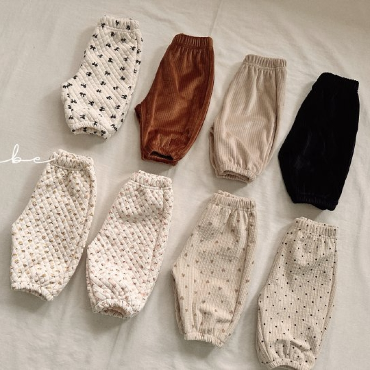 韩国进口婴幼童装舒适加厚波点碎花灯笼裤秋冬季纯棉束脚休闲裤