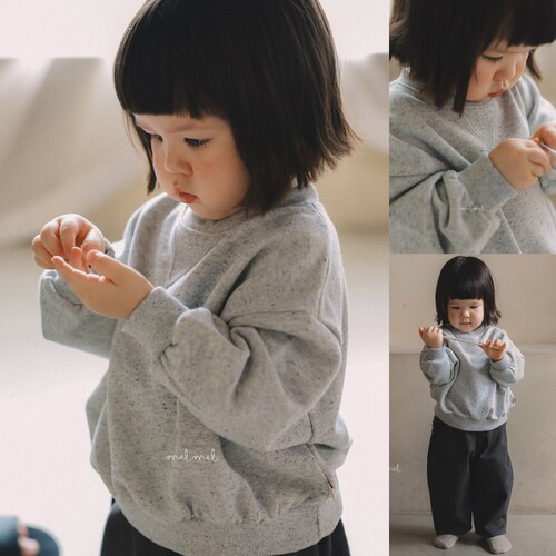 现货韩国进口婴幼童装春秋款简约洋气软糯韩版休闲圆领卫衣MELMEL