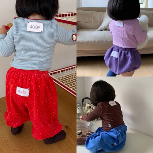 韩国进口婴幼童装男女童春秋马卡龙色坑条修身长袖打底T恤衫CHIP
