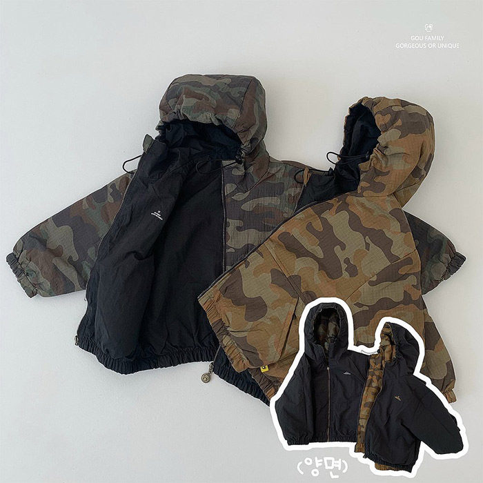 韩国进口童装春秋季个性帅气迷彩服防风外套正反两穿冲锋衣GOU
