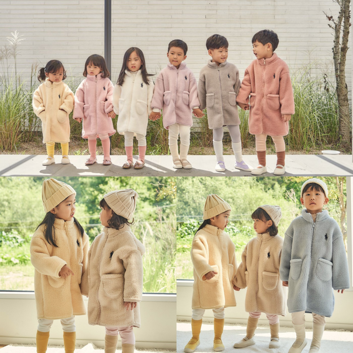 韩国进口婴幼童装男女童冬款柔软加厚保暖珊瑚绒长款外套外出服