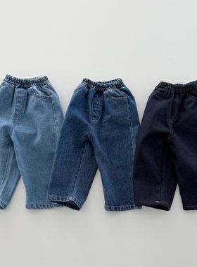 韩国进口婴幼童装极简百搭小脚牛仔裤松紧腰春秋萝卜休闲裤Bonito