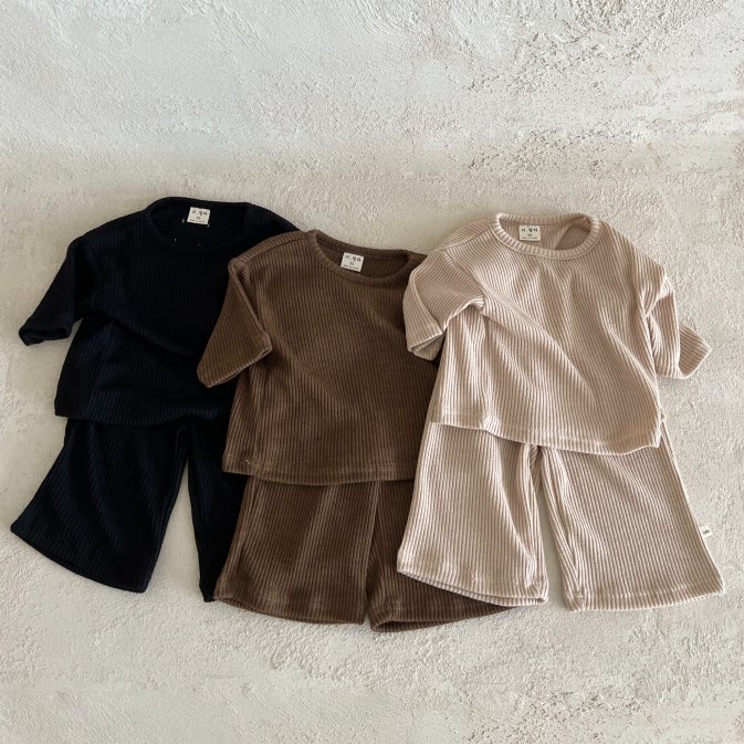 现货韩国进口婴幼童装简约日系宽松针织套装春秋款舒适阔腿裤LALA