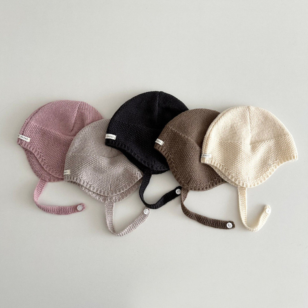 韩国婴幼儿男女宝宝可爱针织护耳帽秋冬软糯亲肤胎帽洋气包头帽