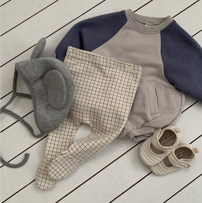 韩国进口婴幼儿男宝宝春秋复古格子大PP连裤袜弹力包脚打底裤