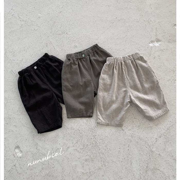 现货韩国进口婴幼童装简约舒适日系棉麻休闲七分裤夏季哈伦萝卜裤