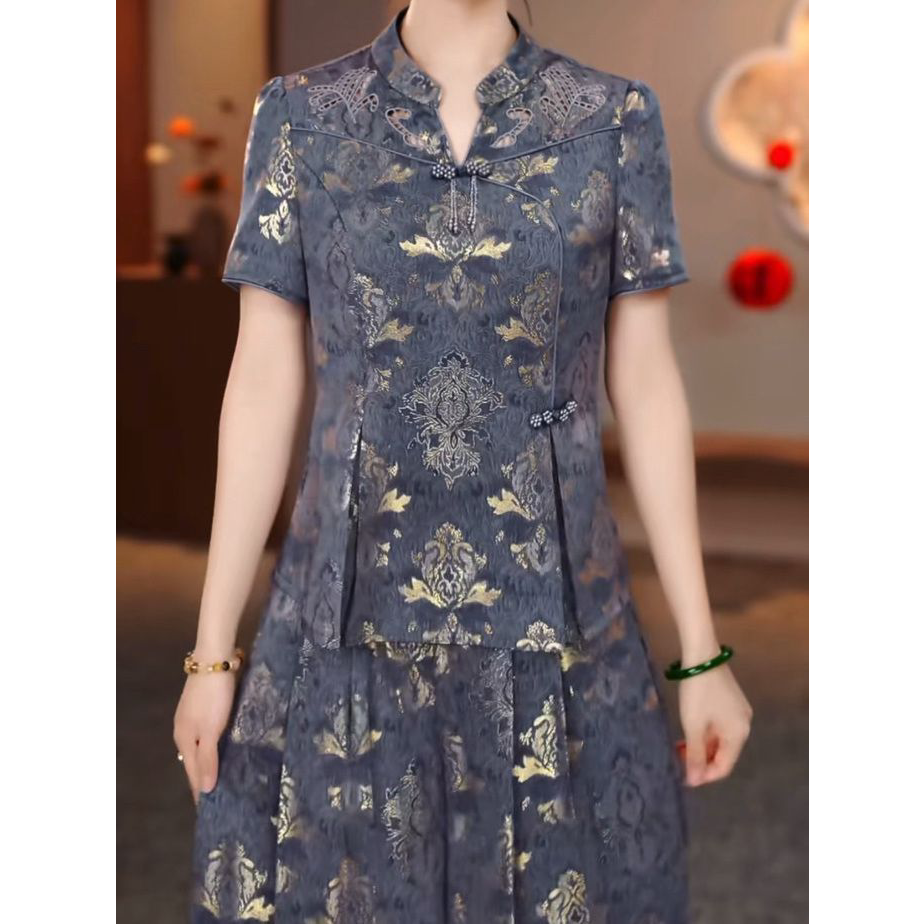 2026夏季新款洋气所有裤子两件套高级冰丝缎时尚中式国风套装女