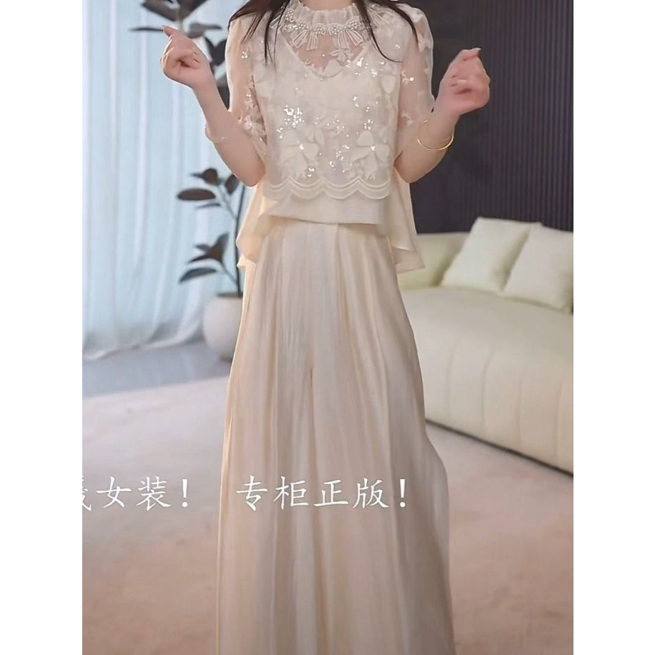 2026春夏新款高级时尚莱赛尔天丝上衣裤子两件套装女气质显瘦套装