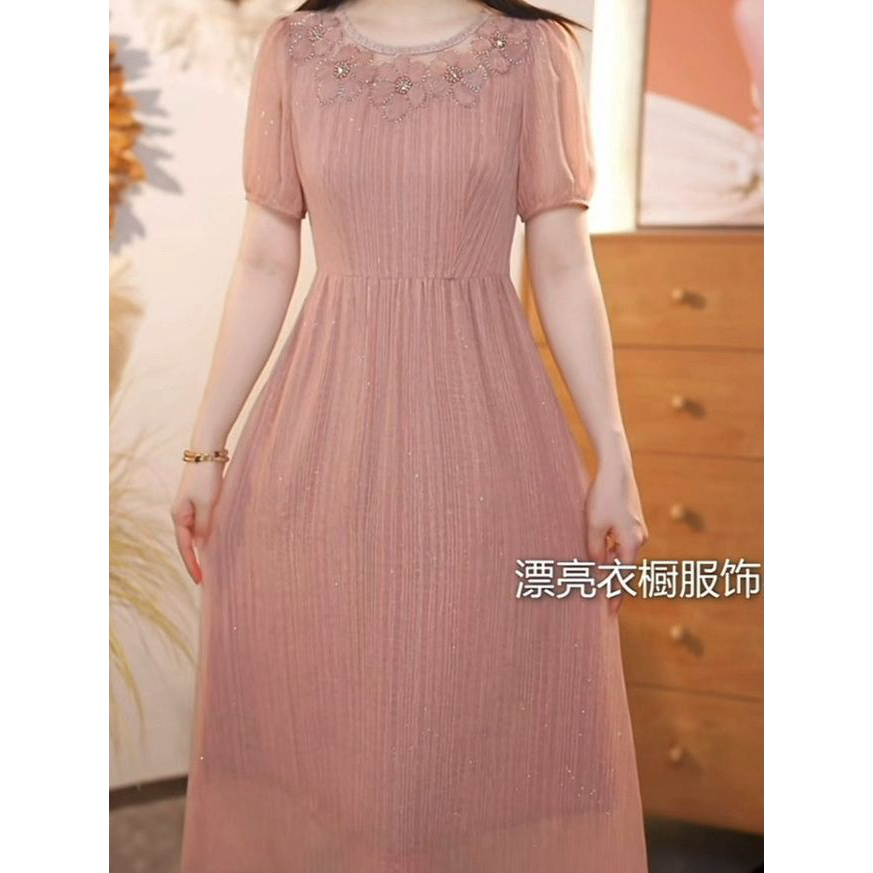 2026夏季新款气质减龄优雅显瘦甜美礼服裙子时尚高级琉璃丝连衣裙