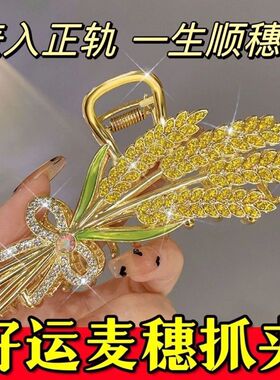 【高级水钻】黄金麦穗抓夹女优雅气质发夹2025网红抓夹高级感头饰
