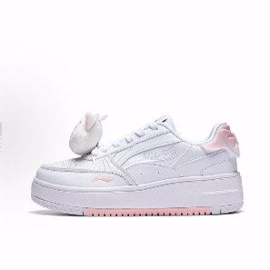 李宁 板鞋 平跟 系带 圆头 低帮 四季通用 白色