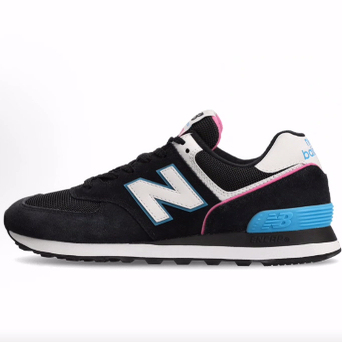New Balance NB 574 复古 网布皮革 低帮 休闲跑步鞋 女款 黑蓝