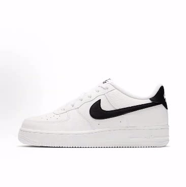 Nike Air Force 1 皮革 舒适 耐磨 低帮 儿童板鞋 黑白