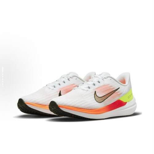Nike Winflo 9 舒适 低帮跑步鞋 男款 白橙DD6203-100
