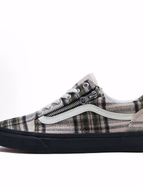 Vans Old Skool系列 Zip 低帮 板鞋 男女同款 米黑