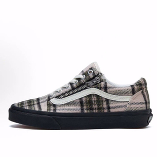 Zip Skool系列 低帮 板鞋 米黑 Vans 男女同款 Old