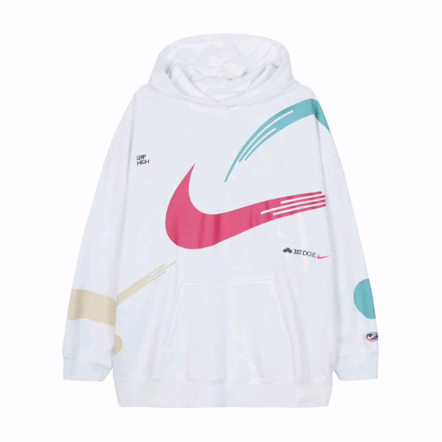 Nike Sportswear Oversize 风针织连帽卫衣 女款 白色