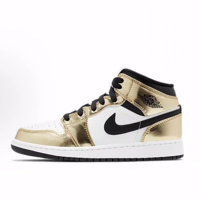 Air Jordan 1 Mid Metallic Gold 简约百搭中帮 儿童篮球鞋液态金