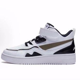 Mid 儿童板鞋 合成革 中帮 白黑棕 耐磨 李宁儿童